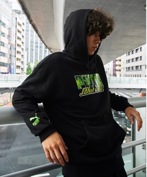 PUMA（プーマ）の「PUMA/プーマ×SANTACRUZ コラボモデル ルーズシルエット　プリントパーカー 532240（パーカー・メンズ・ブラック/グレー/カーキ・M/L/XL）」の4枚目の写真
