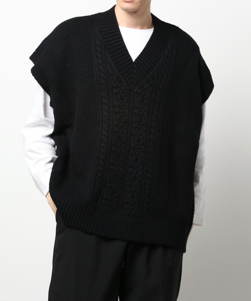 DANKE SCHON（ダンケシェーン）の「DankeSchon/ダンケシェーン/ジップアップニットベスト（ベスト・メンズ・ブラック/ホワイト/カーキ・FREE）」の10枚目の写真