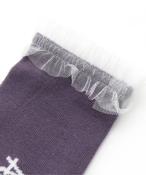 algy(アルジー)の「■チュールタテロゴニーハイソックス(ソックス/靴下・キッズ・ラベンダー/ブラック・21/24)」の6枚目の写真