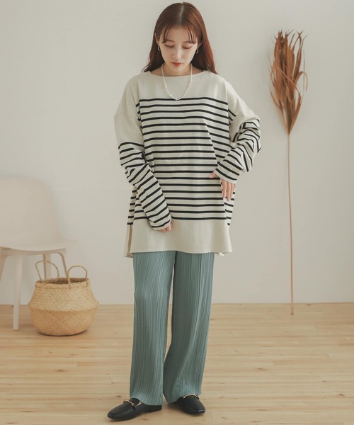 SENSE OF PLACE by URBAN RESEARCH（センスオブプレイスバイアーバンリサーチ）の「パネルボーダーバスクTシャツ（Tシャツ/カットソー・レディース・ブラック系その他/ホワイト系その他/ベージュ系その他・ONE）」の14枚目の写真