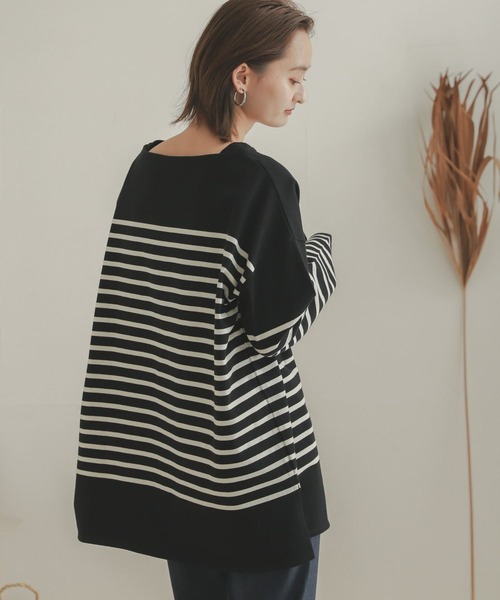 SENSE OF PLACE by URBAN RESEARCH（センスオブプレイスバイアーバンリサーチ）の「パネルボーダーバスクTシャツ（Tシャツ/カットソー・レディース・ブラック系その他/ホワイト系その他/ベージュ系その他・ONE）」の15枚目の写真