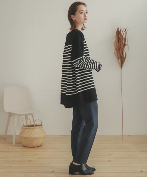 SENSE OF PLACE by URBAN RESEARCH（センスオブプレイスバイアーバンリサーチ）の「パネルボーダーバスクTシャツ（Tシャツ/カットソー・レディース・ブラック系その他/ホワイト系その他/ベージュ系その他・ONE）」の11枚目の写真