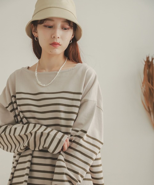 SENSE OF PLACE by URBAN RESEARCH（センスオブプレイスバイアーバンリサーチ）の「パネルボーダーバスクTシャツ（Tシャツ/カットソー・レディース・ブラック系その他/ホワイト系その他/ベージュ系その他・ONE）」の21枚目の写真