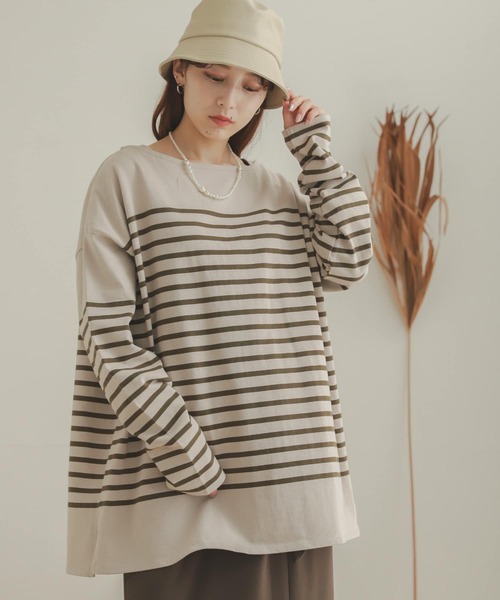 SENSE OF PLACE by URBAN RESEARCH（センスオブプレイスバイアーバンリサーチ）の「パネルボーダーバスクTシャツ（Tシャツ/カットソー・レディース・ブラック系その他/ホワイト系その他/ベージュ系その他・ONE）」の16枚目の写真