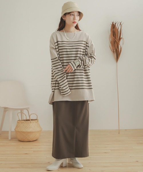 SENSE OF PLACE by URBAN RESEARCH（センスオブプレイスバイアーバンリサーチ）の「パネルボーダーバスクTシャツ（Tシャツ/カットソー・レディース・ブラック系その他/ホワイト系その他/ベージュ系その他・ONE）」の7枚目の写真