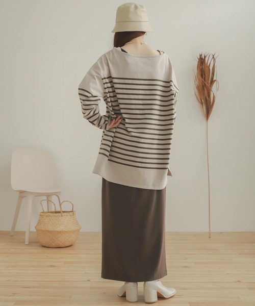 SENSE OF PLACE by URBAN RESEARCH（センスオブプレイスバイアーバンリサーチ）の「パネルボーダーバスクTシャツ（Tシャツ/カットソー・レディース・ブラック系その他/ホワイト系その他/ベージュ系その他・ONE）」の22枚目の写真