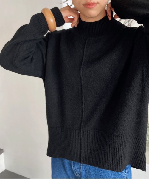 Doux archives（ドゥアルシーヴ）の「もちもちハイネックニットプルオーバー（ニット/セーター・レディース・グレー/レッド/ブルー/ピンク/ブラック・MEDIUM）」の2枚目の写真