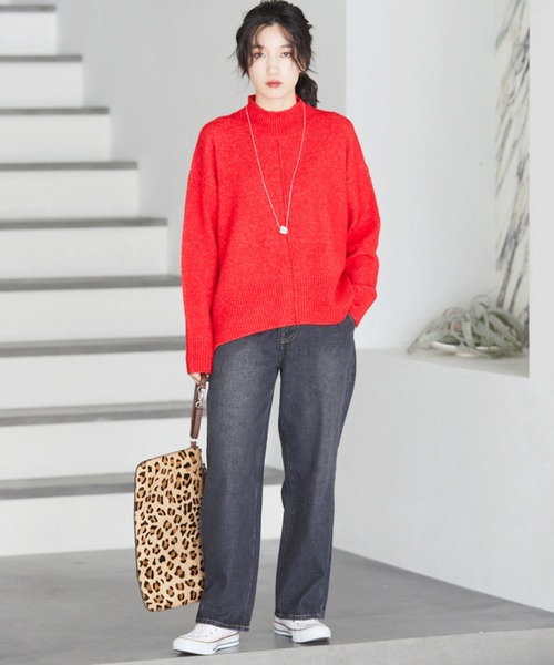 Doux archives（ドゥアルシーヴ）の「もちもちハイネックニットプルオーバー（ニット/セーター・レディース・グレー/レッド/ブルー/ピンク/ブラック・MEDIUM）」の9枚目の写真