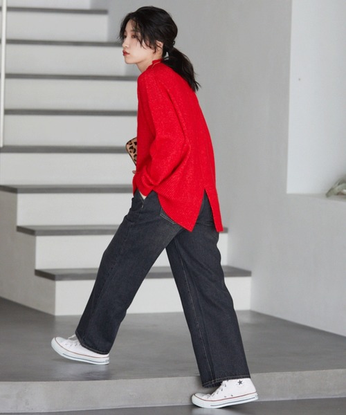 Doux archives（ドゥアルシーヴ）の「もちもちハイネックニットプルオーバー（ニット/セーター・レディース・グレー/レッド/ブルー/ピンク/ブラック・MEDIUM）」の8枚目の写真