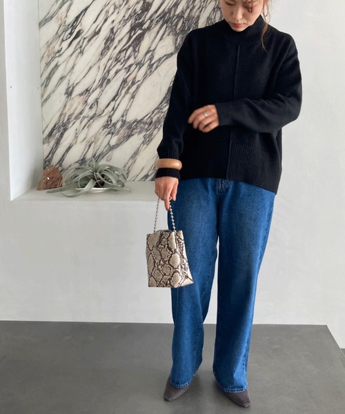 Doux archives（ドゥアルシーヴ）の「もちもちハイネックニットプルオーバー（ニット/セーター・レディース・グレー/レッド/ブルー/ピンク/ブラック・MEDIUM）」の19枚目の写真