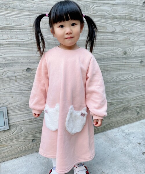 SHOO・LA・RUE（シューラルー）の「◆【90-140cm/速乾】CVC裏起毛ファーポケットワンピ（ワンピース・キッズ・ライトパープル/ベビーピンク・11/10/12/13/14/09）」の11枚目の写真