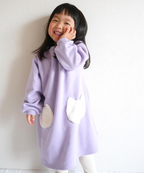 SHOO・LA・RUE（シューラルー）の「◆【90-140cm/速乾】CVC裏起毛ファーポケットワンピ（ワンピース・キッズ・ライトパープル/ベビーピンク・11/10/12/13/14/09）」の16枚目の写真