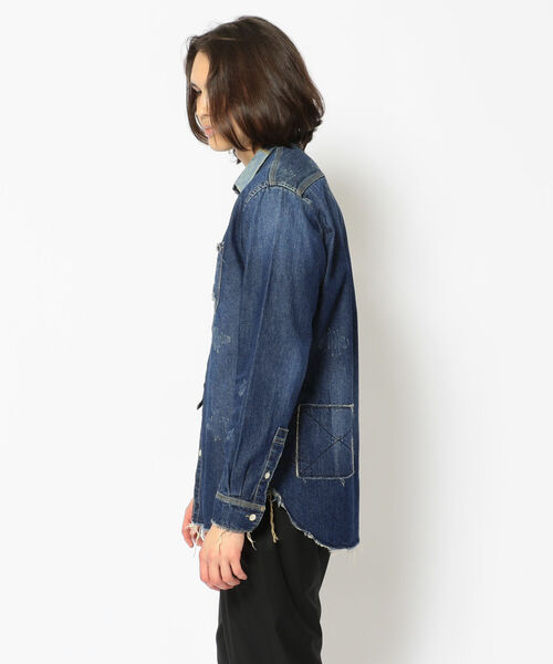 Uncut Bound(アンカットバウンド)の「Rinajour(リナジュール) MEN'S リペアデニムシャツ(シャツ/ブラウス・メンズ・インディゴブルー/ライトインディゴブルー・SMALL/MEDIUM/LARGE/X-LARGE)」の5枚目の写真