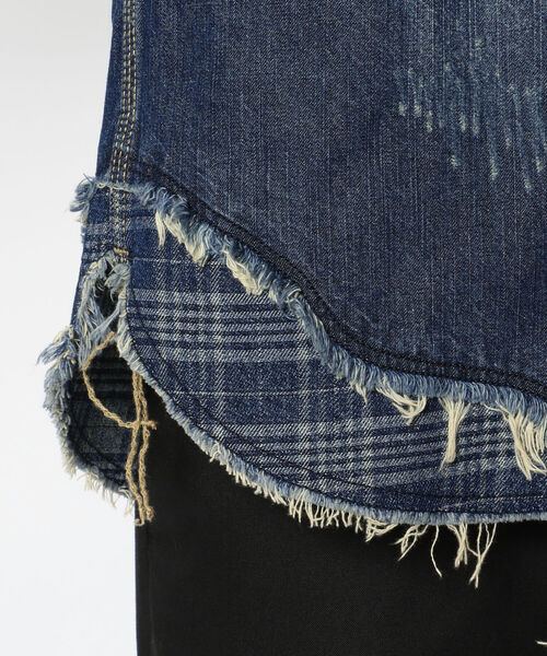 Uncut Bound(アンカットバウンド)の「Rinajour(リナジュール) MEN'S リペアデニムシャツ(シャツ/ブラウス・メンズ・インディゴブルー/ライトインディゴブルー・SMALL/MEDIUM/LARGE/X-LARGE)」の7枚目の写真