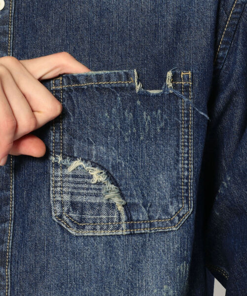 Uncut Bound(アンカットバウンド)の「Rinajour(リナジュール) MEN'S リペアデニムシャツ(シャツ/ブラウス・メンズ・インディゴブルー/ライトインディゴブルー・SMALL/MEDIUM/LARGE/X-LARGE)」の9枚目の写真