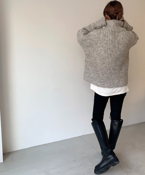 CANAL JEAN（キャナルジーン）の「via j(ヴィアジェイ) MIXあぜハイネックニット（ニット/セーター・レディース・グレー/ベージュ/グリーン/ブルー・ONE SIZE）」の19枚目の写真