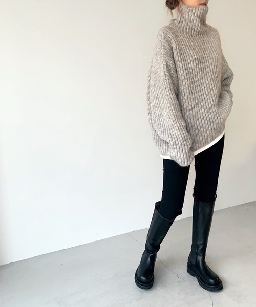 CANAL JEAN（キャナルジーン）の「via j(ヴィアジェイ) MIXあぜハイネックニット（ニット/セーター・レディース・グレー/ベージュ/グリーン/ブルー・ONE SIZE）」の17枚目の写真