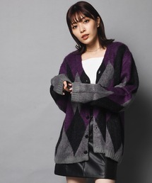 JE-MOHAIR TOUCH JQ CARDIGAN/モヘアタッチ ジャガード カーデ