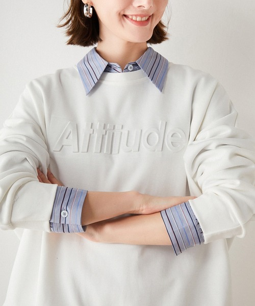 Leja（レジャ）の「【ELCY】ロゴ入りクルーネックオーバーサイズスウェット（Tシャツ/カットソー・レディース・ホワイト/ブラック/ピンク/ブルー・FREE）」の5枚目の写真