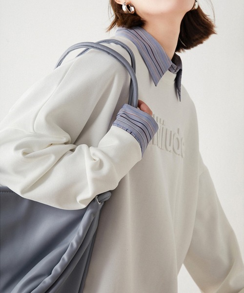 Leja（レジャ）の「【ELCY】ロゴ入りクルーネックオーバーサイズスウェット（Tシャツ/カットソー・レディース・ホワイト/ブラック/ピンク/ブルー・FREE）」の6枚目の写真