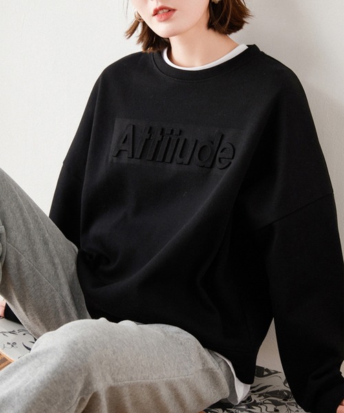 Leja（レジャ）の「【ELCY】ロゴ入りクルーネックオーバーサイズスウェット（Tシャツ/カットソー・レディース・ホワイト/ブラック/ピンク/ブルー・FREE）」の8枚目の写真