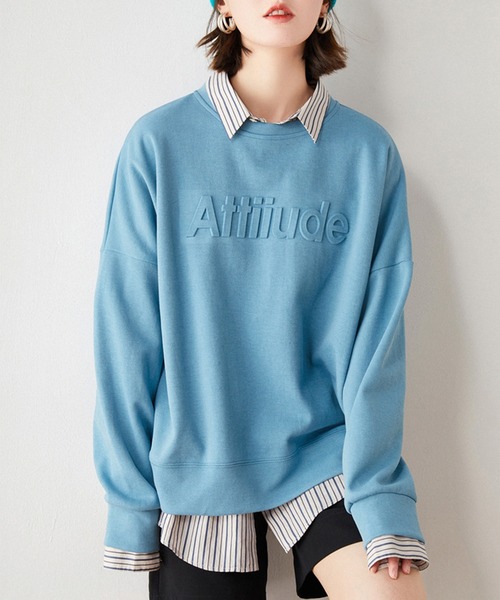 Leja（レジャ）の「【ELCY】ロゴ入りクルーネックオーバーサイズスウェット（Tシャツ/カットソー・レディース・ホワイト/ブラック/ピンク/ブルー・FREE）」の10枚目の写真