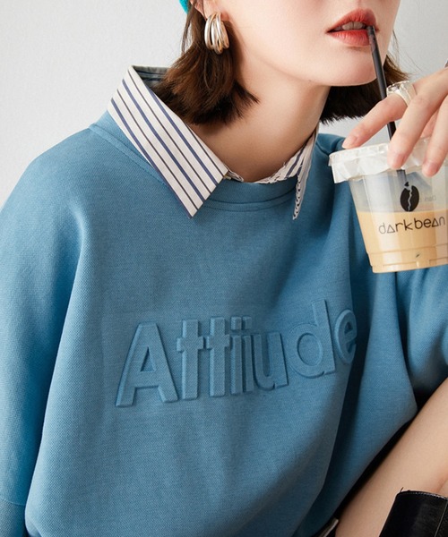 Leja（レジャ）の「【ELCY】ロゴ入りクルーネックオーバーサイズスウェット（Tシャツ/カットソー・レディース・ホワイト/ブラック/ピンク/ブルー・FREE）」の12枚目の写真