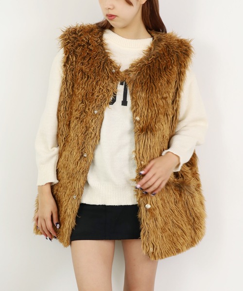 ROOPTOKYO（ループトウキョウ）の「CURLY FLEECE BIGGEST VEST カーリーフリース  フリースベスト シャギーベスト オーバーサイズ（ベスト・メンズ・ブラック/ベージュ/ブラウン・S/M/L/FREE）」の21枚目の写真