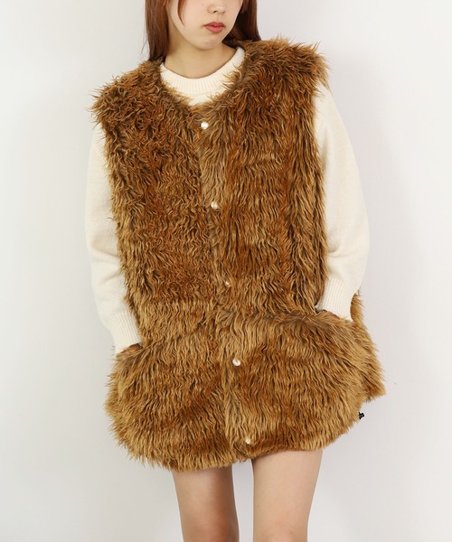 ROOPTOKYO（ループトウキョウ）の「CURLY FLEECE BIGGEST VEST カーリーフリース  フリースベスト シャギーベスト オーバーサイズ（ベスト・メンズ・ブラック/ベージュ/ブラウン・S/M/L/FREE）」の20枚目の写真