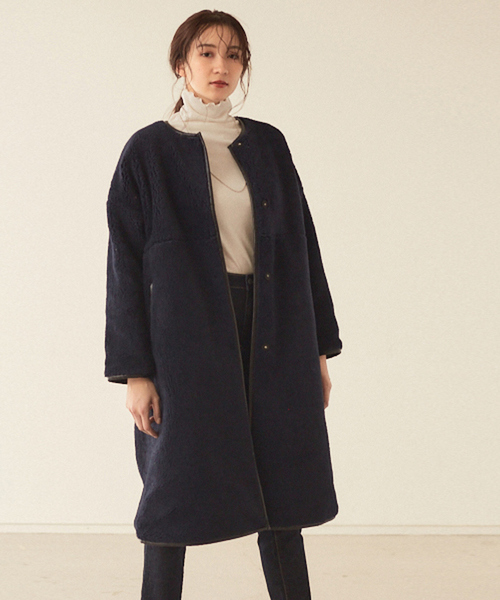 abahouse mavie(アバハウスマヴィ)の「パイピングボアコート(ムートンコート・レディース・ネイビー/モカ/グレー・フリー)」の22枚目の写真