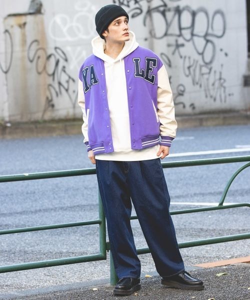 RAGEBLUE（レイジブルー）の「YALEコラボ/カレッジビッグスタジャン/260271（スタジャン・メンズ・パープル/オフホワイト・MEDIUM/LARGE）」の13枚目の写真