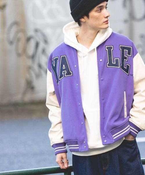 RAGEBLUE（レイジブルー）の「YALEコラボ/カレッジビッグスタジャン/260271（スタジャン・メンズ・パープル/オフホワイト・MEDIUM/LARGE）」の7枚目の写真