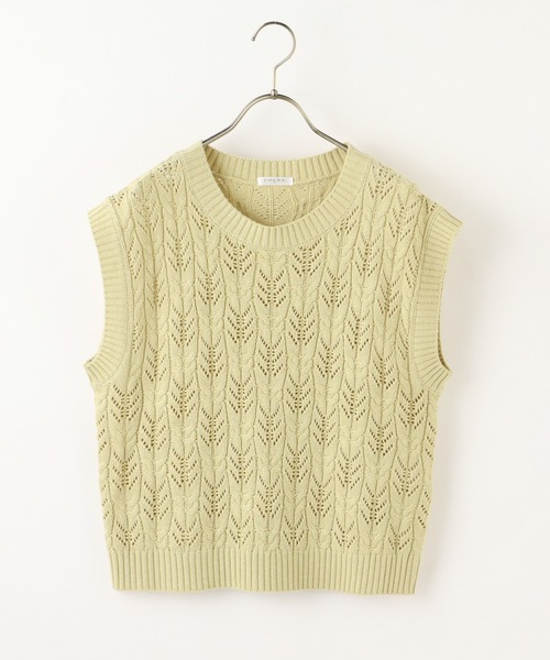 Honeys（ハニーズ）の「透かし編ベスト（ベスト・レディース・アイボリー/イエロー系その他/ベージュ・S/M/L）」の16枚目の写真
