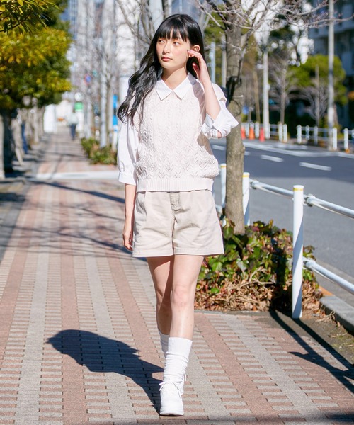 Honeys（ハニーズ）の「透かし編ベスト（ベスト・レディース・アイボリー/イエロー系その他/ベージュ・S/M/L）」の18枚目の写真