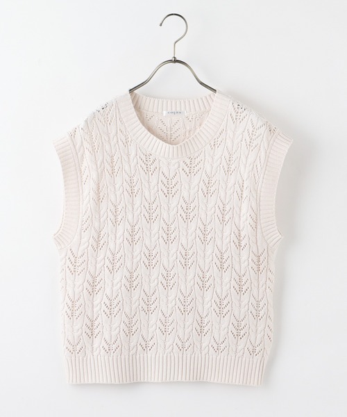 Honeys（ハニーズ）の「透かし編ベスト（ベスト・レディース・アイボリー/イエロー系その他/ベージュ・S/M/L）」の21枚目の写真