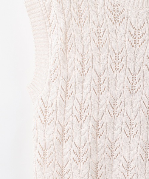 Honeys（ハニーズ）の「透かし編ベスト（ベスト・レディース・アイボリー/イエロー系その他/ベージュ・S/M/L）」の22枚目の写真