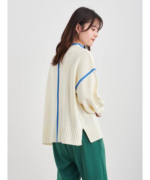 Petit fleur(プチフルール)の「・Petit Fleur ハイショクステッチニット*(ニット/セーター・レディース・オフホワイト/ピンク/グリーン/グリーン系その他3・FREE)」の5枚目の写真