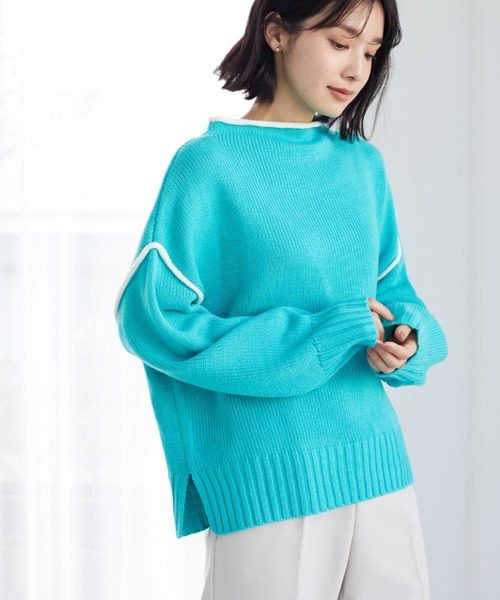 Petit fleur(プチフルール)の「・Petit Fleur ハイショクステッチニット*(ニット/セーター・レディース・オフホワイト/ピンク/グリーン/グリーン系その他3・FREE)」の3枚目の写真