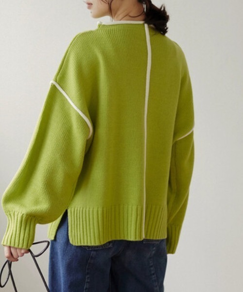 Petit fleur(プチフルール)の「・Petit Fleur ハイショクステッチニット*(ニット/セーター・レディース・オフホワイト/ピンク/グリーン/グリーン系その他3・FREE)」の4枚目の写真