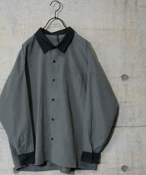 JOHN'S CLOSET(ジョンズクローゼット)の「【i】ポリピーチビックシルエットクレリックシャツ(シャツ/ブラウス・メンズ・ホワイト/ブラック/チャコールグレー/サックスブルー/グレイッシュベージュ・MEDIUM/LARGE/X-LARGE)」の3枚目の写真