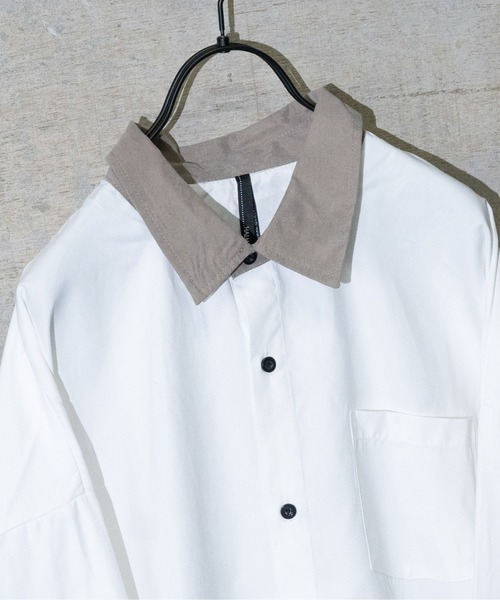 JOHN'S CLOSET(ジョンズクローゼット)の「【i】ポリピーチビックシルエットクレリックシャツ(シャツ/ブラウス・メンズ・ホワイト/ブラック/チャコールグレー/サックスブルー/グレイッシュベージュ・MEDIUM/LARGE/X-LARGE)」の6枚目の写真