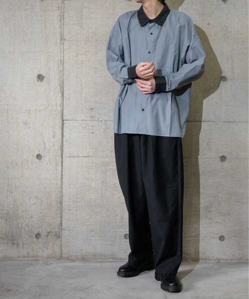 JOHN'S CLOSET(ジョンズクローゼット)の「【i】ポリピーチビックシルエットクレリックシャツ(シャツ/ブラウス・メンズ・ホワイト/ブラック/チャコールグレー/サックスブルー/グレイッシュベージュ・MEDIUM/LARGE/X-LARGE)」の14枚目の写真
