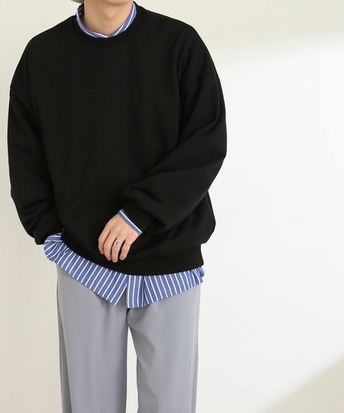 SENSE OF PLACE by URBAN RESEARCH（センスオブプレイスバイアーバンリサーチ）の「『ユニセックス』シルキータッチカラースウェットシャツ（スウェット・メンズ・ライトベージュ/ブラック/ライトグレー/グリーン・MEDIUM/LARGE/X-LARGE）」の5枚目の写真