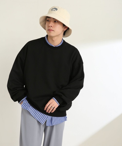 SENSE OF PLACE by URBAN RESEARCH（センスオブプレイスバイアーバンリサーチ）の「『ユニセックス』シルキータッチカラースウェットシャツ（スウェット・メンズ・ライトベージュ/ブラック/ライトグレー/グリーン・MEDIUM/LARGE/X-LARGE）」の6枚目の写真