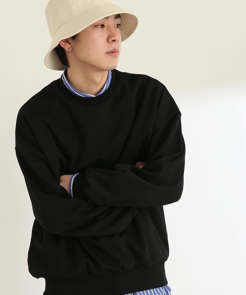 SENSE OF PLACE by URBAN RESEARCH（センスオブプレイスバイアーバンリサーチ）の「『ユニセックス』シルキータッチカラースウェットシャツ（スウェット・メンズ・ライトベージュ/ブラック/ライトグレー/グリーン・MEDIUM/LARGE/X-LARGE）」の7枚目の写真