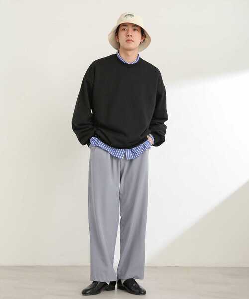 SENSE OF PLACE by URBAN RESEARCH（センスオブプレイスバイアーバンリサーチ）の「『ユニセックス』シルキータッチカラースウェットシャツ（スウェット・メンズ・ライトベージュ/ブラック/ライトグレー/グリーン・MEDIUM/LARGE/X-LARGE）」の9枚目の写真