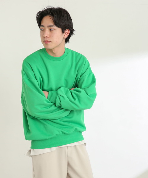 SENSE OF PLACE by URBAN RESEARCH（センスオブプレイスバイアーバンリサーチ）の「『ユニセックス』シルキータッチカラースウェットシャツ（スウェット・メンズ・ライトベージュ/ブラック/ライトグレー/グリーン・MEDIUM/LARGE/X-LARGE）」の15枚目の写真