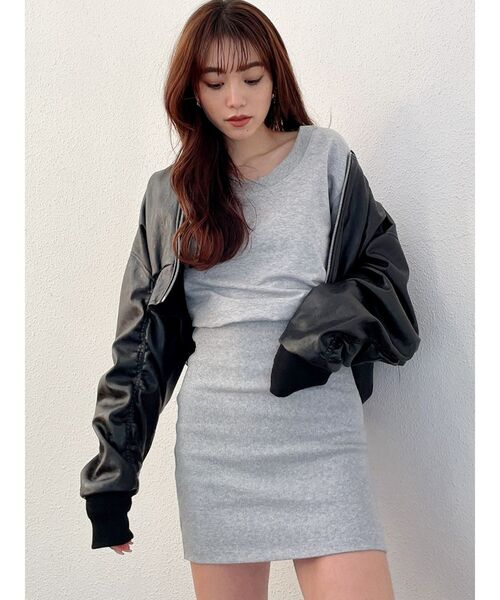 GYDA（ジェイダ）の「GYDA PATTERN ショートBZ（ブルゾン・レディース・ブラック/オフホワイト・FREE）」の6枚目の写真