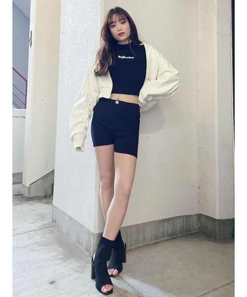 GYDA（ジェイダ）の「GYDA PATTERN ショートBZ（ブルゾン・レディース・ブラック/オフホワイト・FREE）」の9枚目の写真