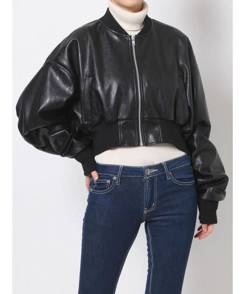 GYDA（ジェイダ）の「GYDA PATTERN ショートBZ（ブルゾン・レディース・ブラック/オフホワイト・FREE）」の11枚目の写真